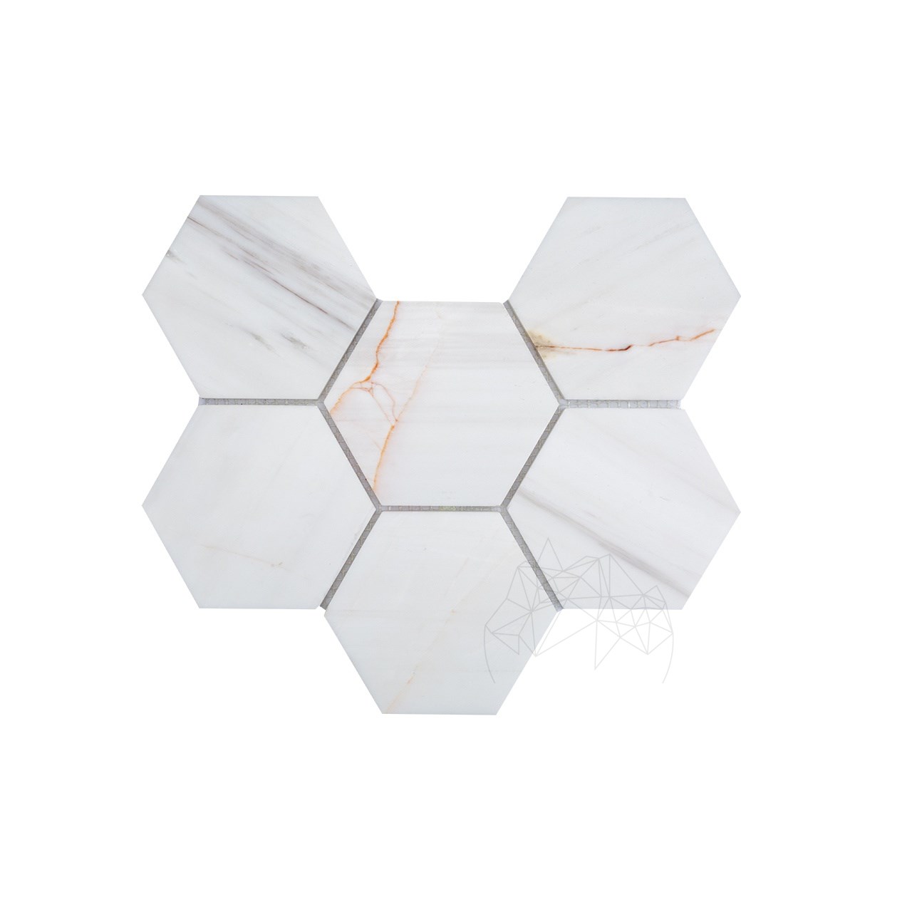 Mozaic Marmura Calacatta Amber Hexagon XL Polisata