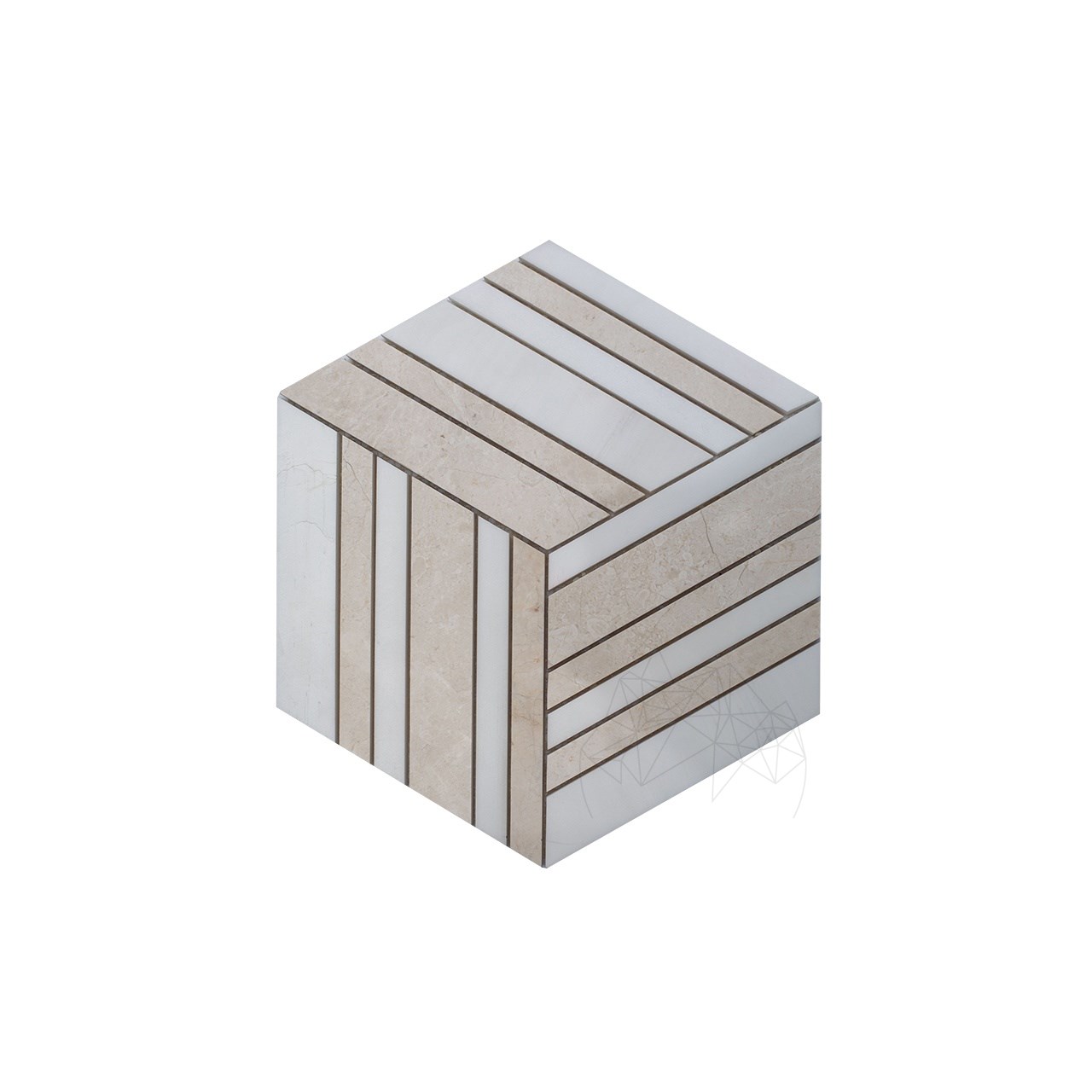 Mozaic Marmura White&Beige 3D Cube Polisata