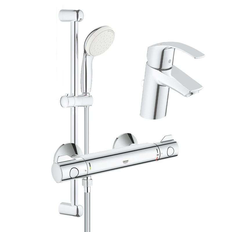 Set complet baterii baie dus cu termostat Grohe Grohtherm 800 (33265002