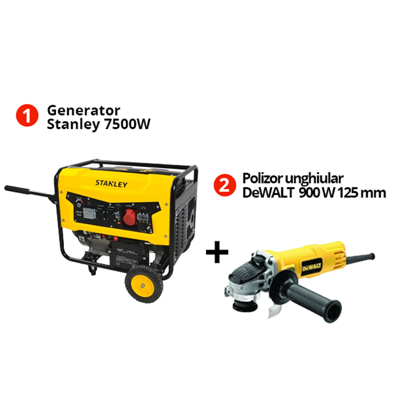 Pachet Generator Trifazat Stanley SG7500B Si Polizor Unghiular DeWalt DWE4157